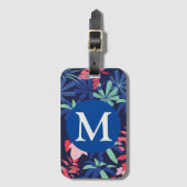 Tropical Botanical Dark Blue Monogram ラゲッジタグ (正面縦)