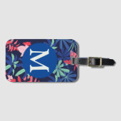 Tropical Botanical Dark Blue Monogram ラゲッジタグ (正面横)