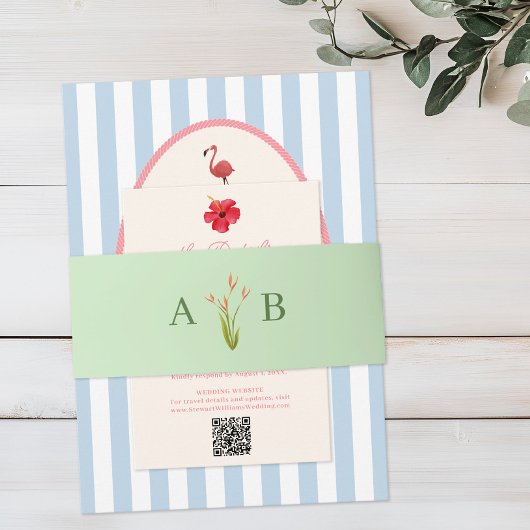 Tropical Botanical Floral Wedding Invitation 招待状ベリーバンド