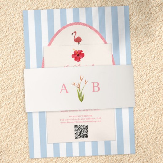 Tropical Botanical Floral Wedding Invitation 招待状ベリーバンド