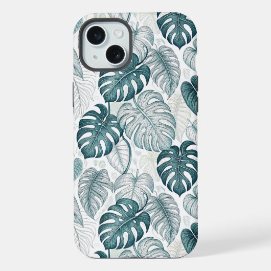 Tropical Botanical Green Monsteras iPhoneケース (裏面)