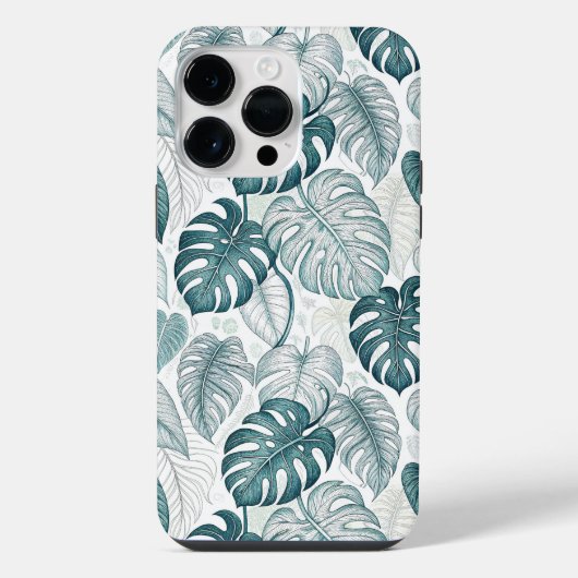 Tropical Botanical Green Monsteras iPhoneケース (裏面)