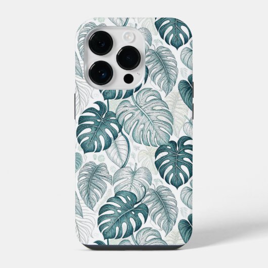 Tropical Botanical Green Monsteras iPhoneケース (裏面)