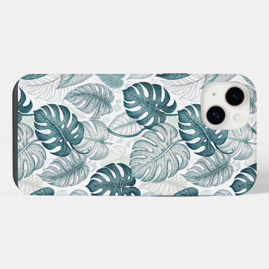 Tropical Botanical Green Monsteras iPhoneケース (裏面横)