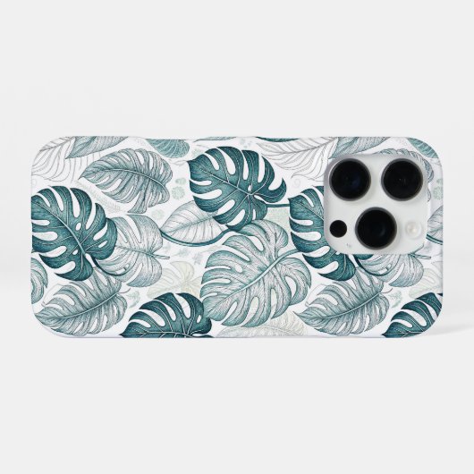 Tropical Botanical Green Monsteras iPhoneケース (裏面横)