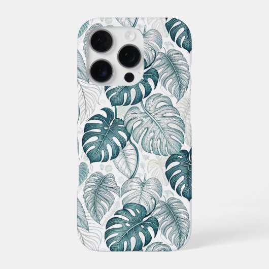 Tropical Botanical Green Monsteras iPhoneケース (裏面)