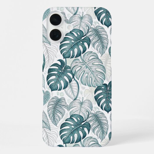 Tropical Botanical Green Monsteras iPhoneケース (裏面)