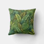 Tropical Botanical Leaves Jungle Pattern Pillow クッション (裏面)