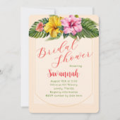 Tropical Bridal Shower Hibiscus Swag 招待状 (正面)