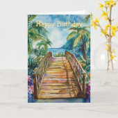 Tropical Bridge Birthday カード (黄色い花)