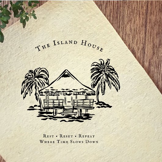 Tropical Bungalow Coastal Branding Rubber Stamp ラバースタンプ