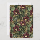Tropical Burgundy Red Wine Orchid Floral Wedding 招待状 (裏面)