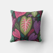 Tropical Caladium Leaves Pattern Pillow – Deep Pur クッション (裏面)