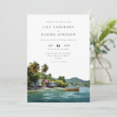 Tropical Caribbean Destination Photo Wedding 招待状 (スタンド正面)