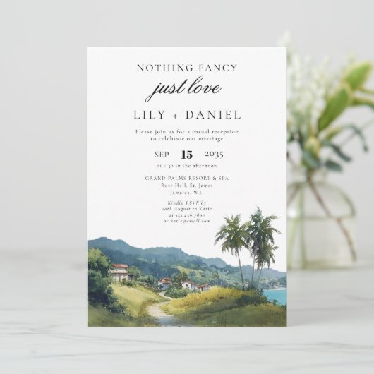 Tropical Caribbean Elopement Wedding Reception 招待状 (スタンド正面)