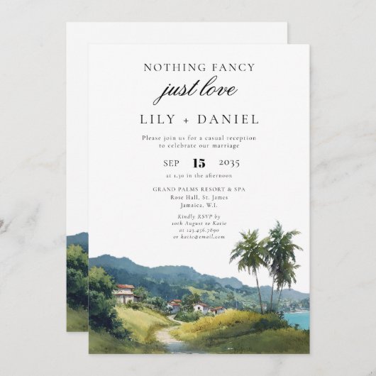 Tropical Caribbean Elopement Wedding Reception 招待状 (正面/裏面)