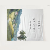 Tropical Caribbean Wedding Photo Backdrop タペストリー (正面(横))