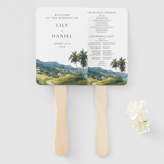 Tropical Caribbean Wedding Program Hand Fan ハンドファン (正面&裏面)