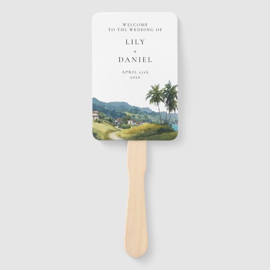 Tropical Caribbean Wedding Program Hand Fan ハンドファン (正面)