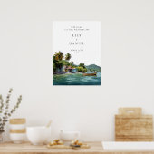 Tropical Caribbean Wedding Welcome Sign ポスター (キッチン)