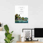 Tropical Caribbean Wedding Welcome Sign ポスター (ホームオフィス)