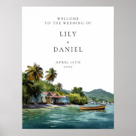Tropical Caribbean Wedding Welcome Sign ポスター