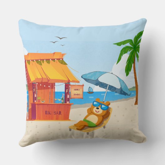 Tropical Chill Zone – Beach Vibes クッション (裏面)