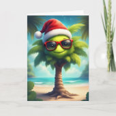 Tropical Christmas Cheer – Santa Palm Tree Card カード (正面)