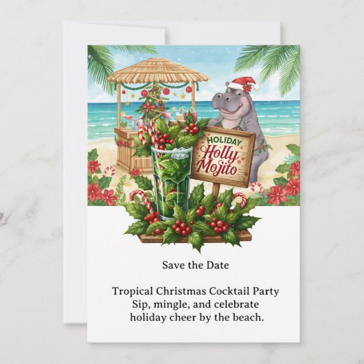 Tropical Christmas Cocktail Party Invitation 招待状 (正面)