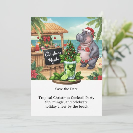 Tropical Christmas Cocktail Party Invitation  招待状 (スタンド正面)
