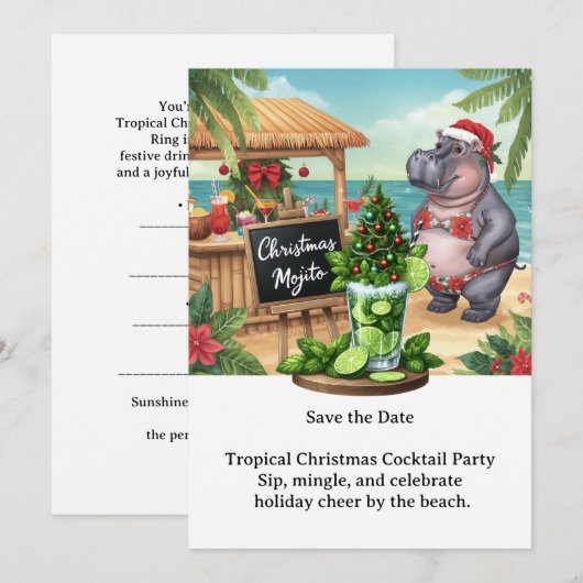 Tropical Christmas Cocktail Party Invitation  招待状 (正面/裏面)