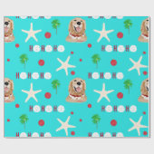 Tropical Christmas Dog Wrapping Paper Roll ラッピングペーパー (フラット)
