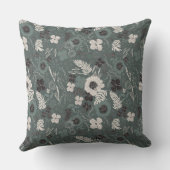 Tropical Christmas Farmhouse Green White Floral クッション (裏面)