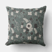 Tropical Christmas Farmhouse Green White Floral クッション (正面)