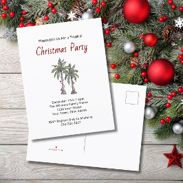 Tropical Christmas Palm Trees Beach Holiday Party  インビテーションポストカード
