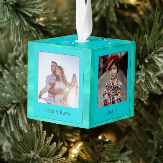 Tropical Christmas Photos Cube Wood Ornament キューブオーナメント (ツリー)