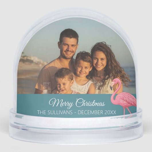 Tropical Christmas Pink Flamingo Family Photo (正面)