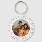 Tropical Christmas Pink Flamingo Family Photo キーホルダー (正面)