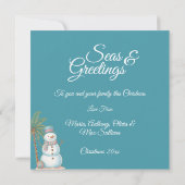 Tropical Christmas Pink Flamingo Family Photo シーズンカード (裏面)