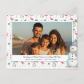 Tropical Christmas Pink Flamingo Family Photo シーズンポストカード (正面)