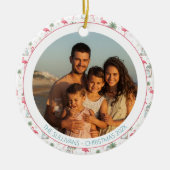 Tropical Christmas Pink Flamingo Family Photo セラミックオーナメント (正面)