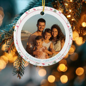 Tropical Christmas Pink Flamingo Family Photo セラミックオーナメント