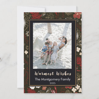 Tropical Christmas Red Hibiscus Palm Warm Wishes シーズンカード