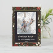 Tropical Christmas Red Hibiscus Palm Warm Wishes シーズンカード (スタンド正面)