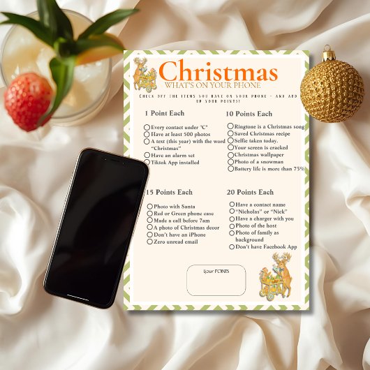 Tropical Christmas What's On your phone game card 招待状