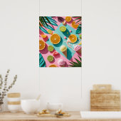 Tropical Citrus & Beach Aesthetic Wall Art ポスター (キッチン)