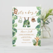 Tropical clothesline Boy Baby Shower 招待状 (スタンド正面)