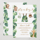 Tropical clothesline Boy Baby Shower 招待状 (正面/裏面)