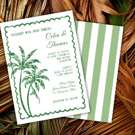 Tropical Coastal Retro Beach Destination Wedding 招待状