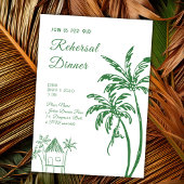 Tropical Coastal Retro Beach Rehersal Dinner 招待状